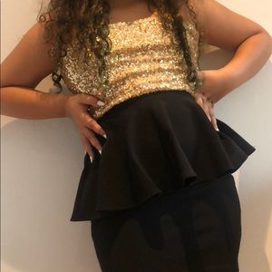 A Beautiful black dress with Sequence on the top